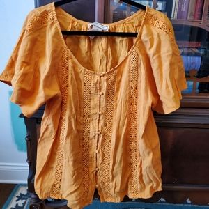 2 for 18! Flying Tomato orange bohemian feminine short sleeve blouse